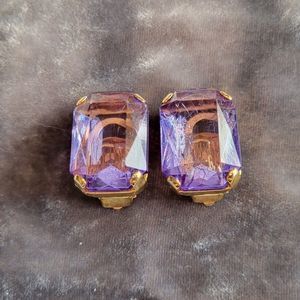 Vintage Purple Clip-on Earrings Goldtone